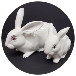 Antique COSTA Majolica Rabbit Bunny Porcelain Ceramic Farmhouse Decor EASTER